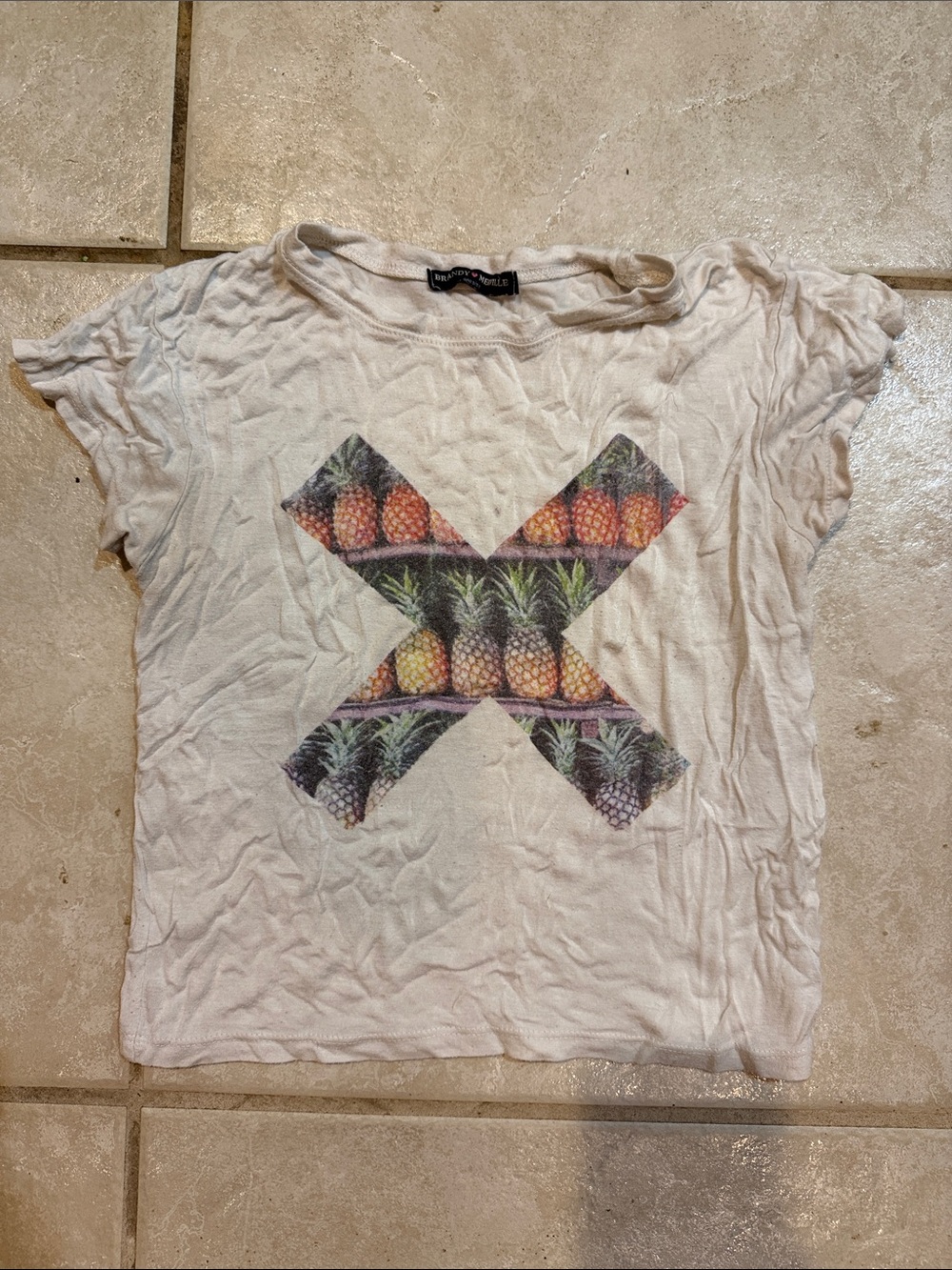 Brandy Melville White Tee with Pineapple X Graphic